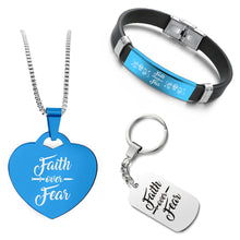 Load image into Gallery viewer, Faith Over Fear ❤️ Customized Bundle! Necklace + Bracelet + Keychain ❤️
