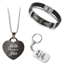 Load image into Gallery viewer, Faith Over Fear ❤️ Customized Bundle! Necklace + Bracelet + Keychain ❤️