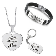 Load image into Gallery viewer, Faith Over Fear ❤️ Customized Bundle! Necklace + Bracelet + Keychain ❤️
